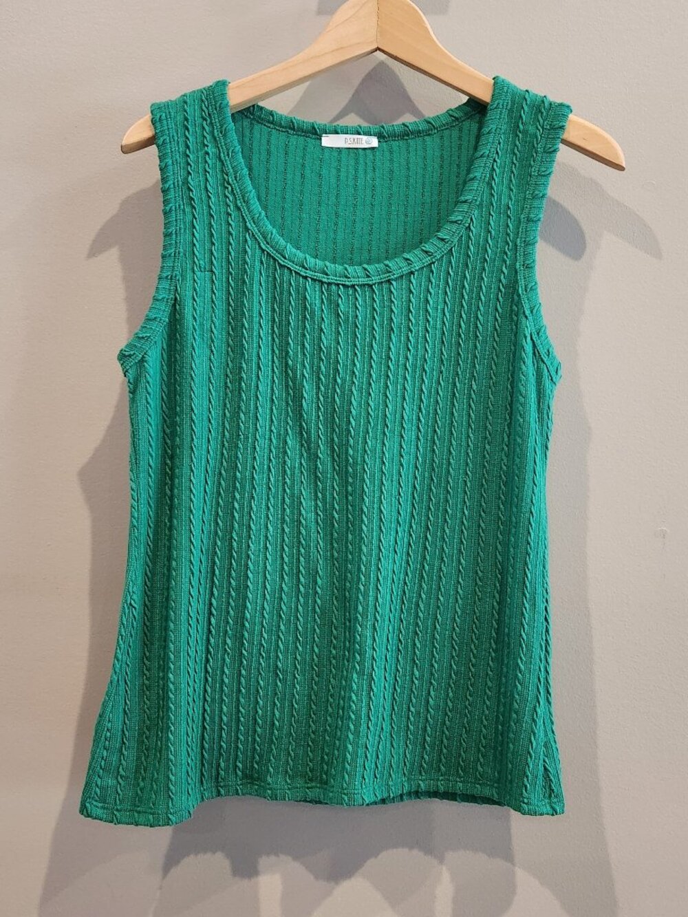 P.S. Kate Green Ribbed Tank Top Womens Small Sleeveless Knit Casual Top